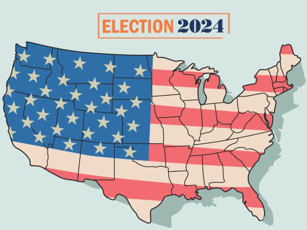 American flag pattern on US map (illustration)