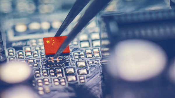 Electronics containing a component with a Chinese flag