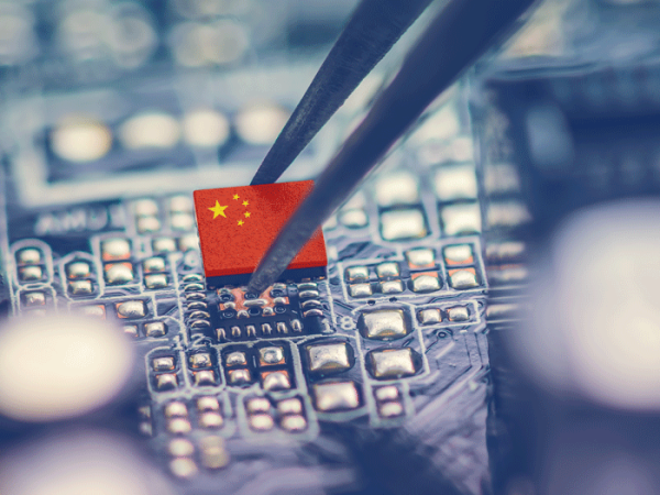 Electronics containing a component with a Chinese flag