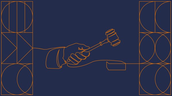 Illustration of a hand banging a gavel