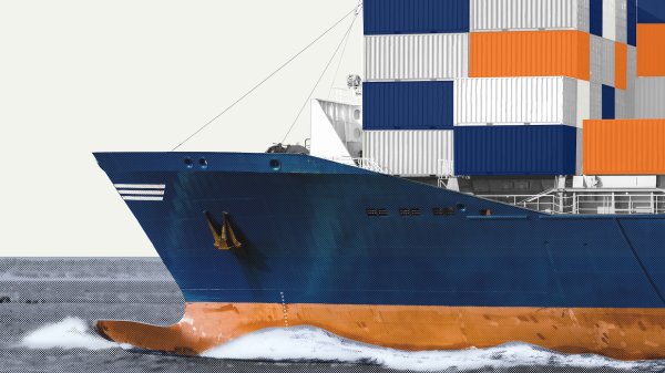 Photo illustration of a container ship