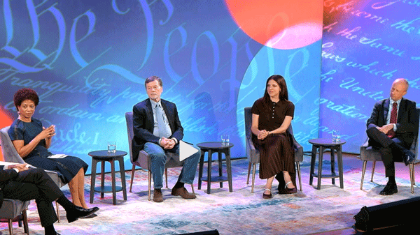 Panelists on stage at 'A More Perfect Union' taping
