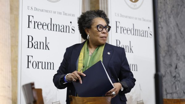 Housing and Urban Development Secretary Marcia Fudge at the Freedman’s Bank Forum held at the Treasury Department in 2022