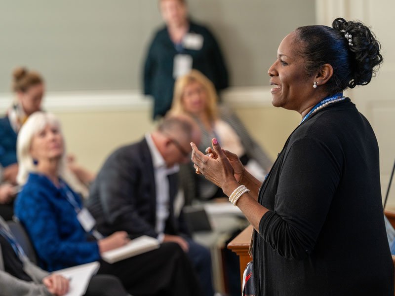 Photo from a Democracy360 event about democracy's contested questions
