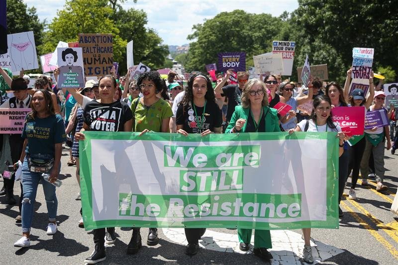 Protestors march the streets of Washington D.C. near Capitol Hill